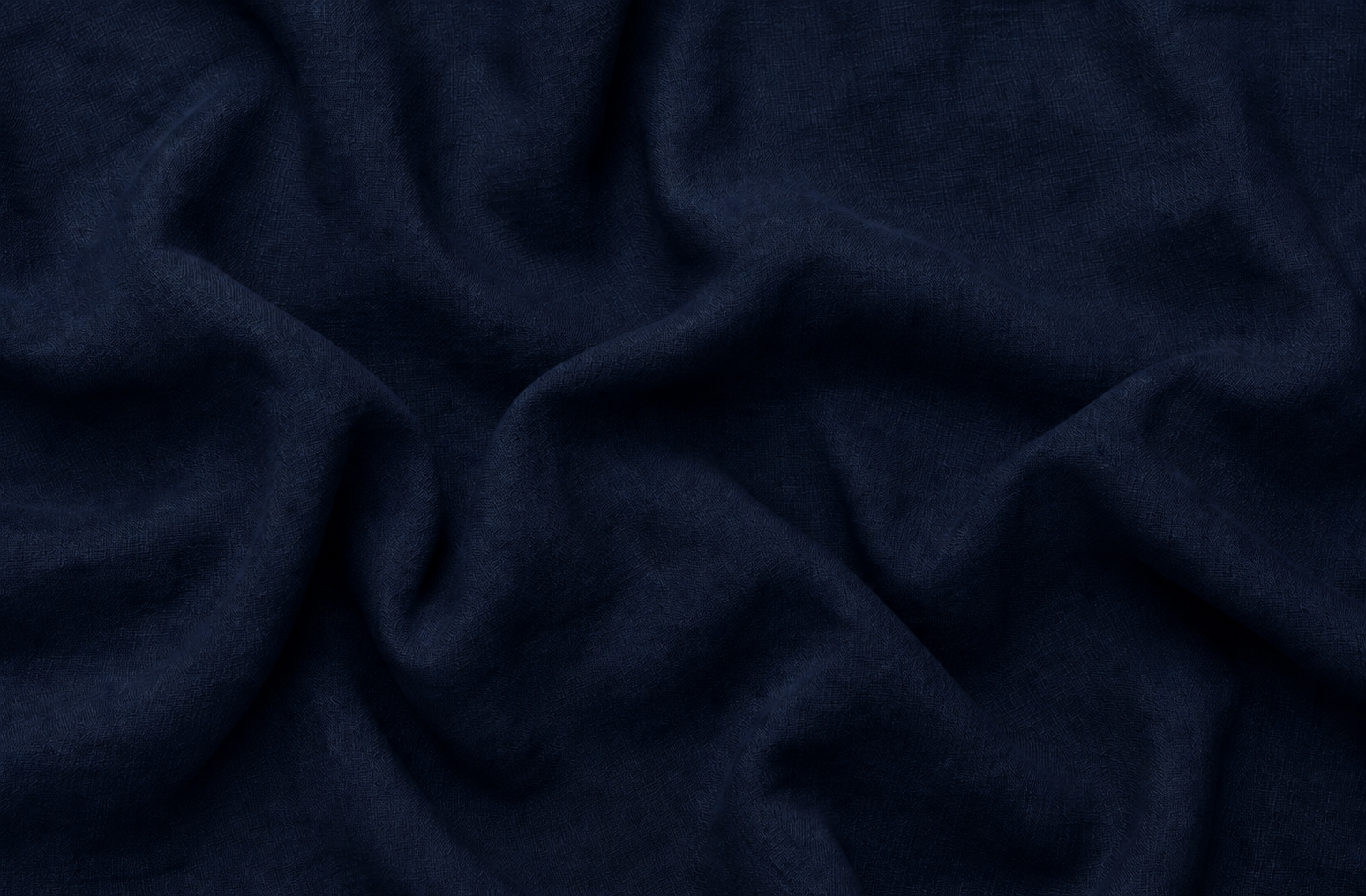 Close-up of navy organic linen fabric